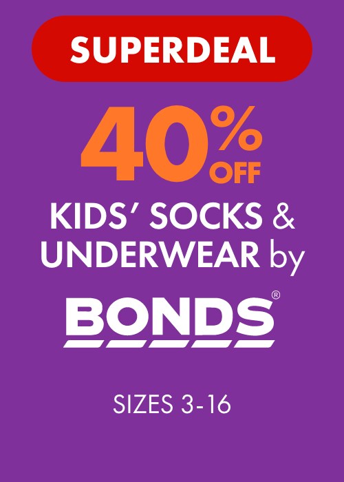 [SUPERDEAL] 40% off Kids' Socks & Underwear by Bonds Sizes