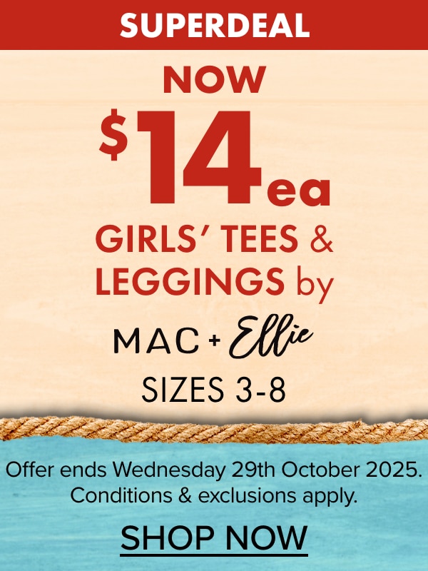 NOW $14ea Girls' Tees & Leggings by Mac & Ellie