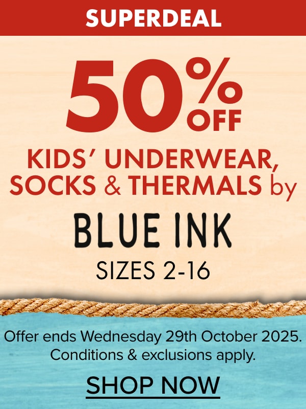 50% OFF Kids' Underwear, Socks & Thermals by Blue ink