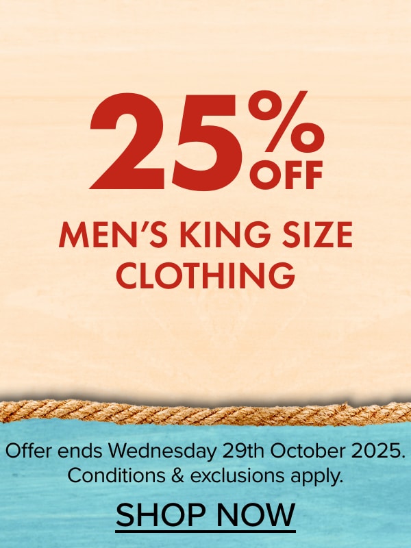25% OFF Men’s King Size Clothing