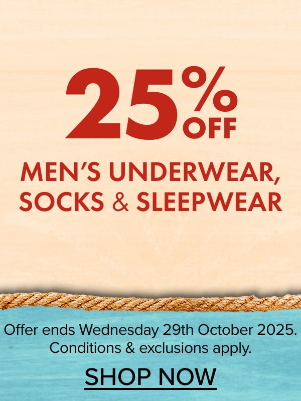 25% OFF Men's Underwear, Socks & Sleepwear