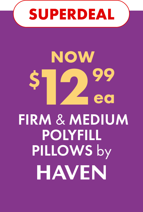 SUPERDEAL NOW $12.99ea Firm & Medium Polyfill Pillows by Haven