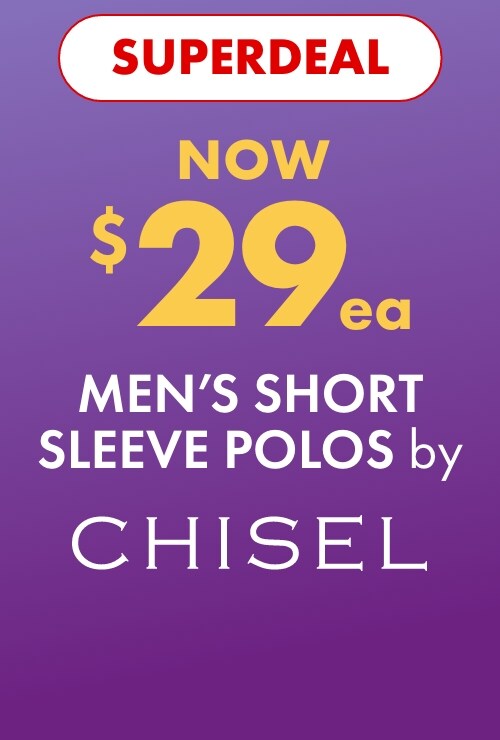 SUPERDEAL NOW $29ea Men's Short Sleeve Polos by Chisel