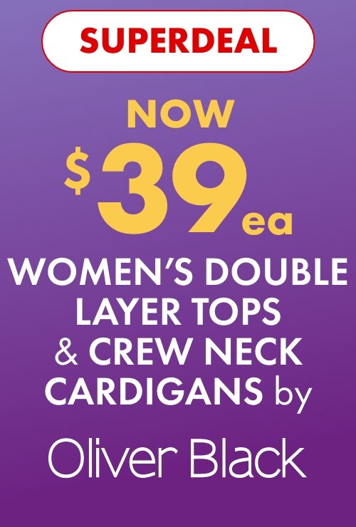 SUPERDEAL NOW $39ea Women's Double Layer Tops & Crew Neck Cardigans by Oliver Black