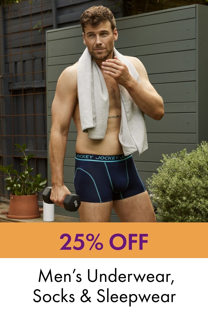 25% Off Men's Underwear, Socks and Sleepwear