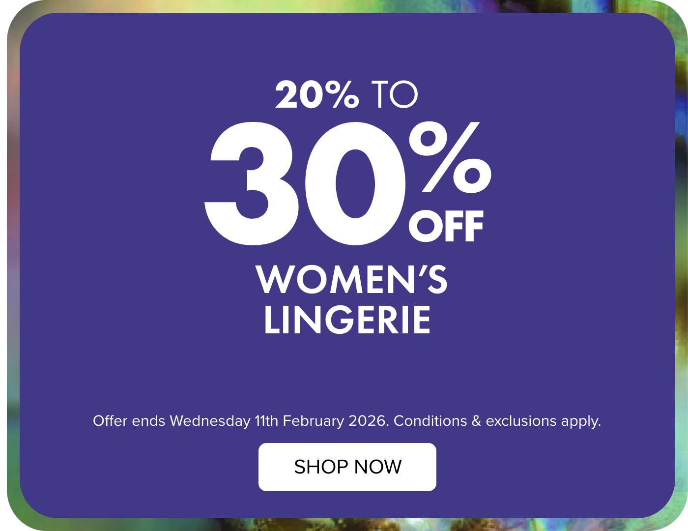 20% TO 30% OFF Women's Lingerie 
