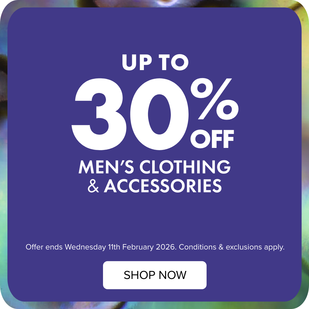 UP TO 30% Men’s Clothing & Accessories