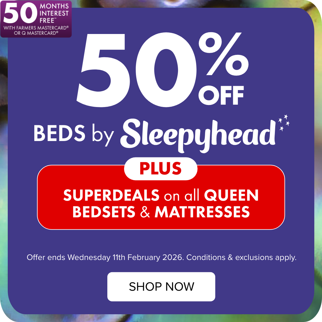 50% OFF Beds by Sleepyhead PLUS SUPERDEALS on Queen Bedsets & Mattresses 