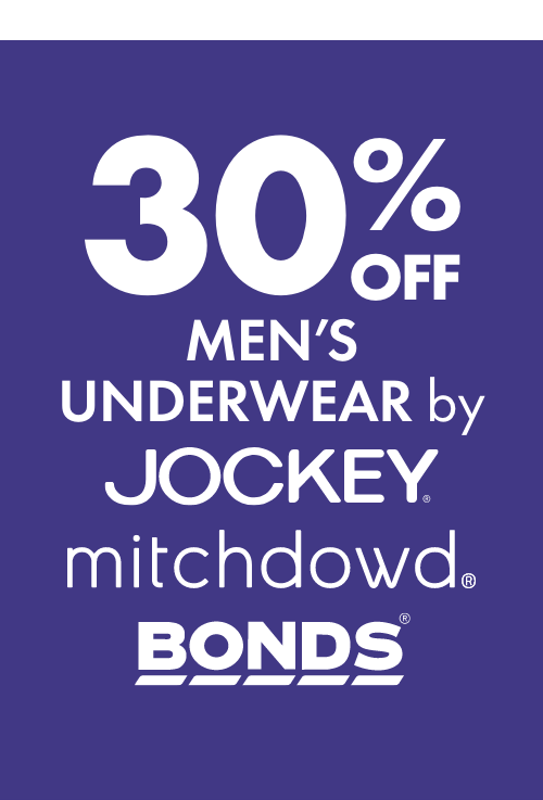 30% OFF Men's Underwear by Jockey, Mitch Dowd & Bonds