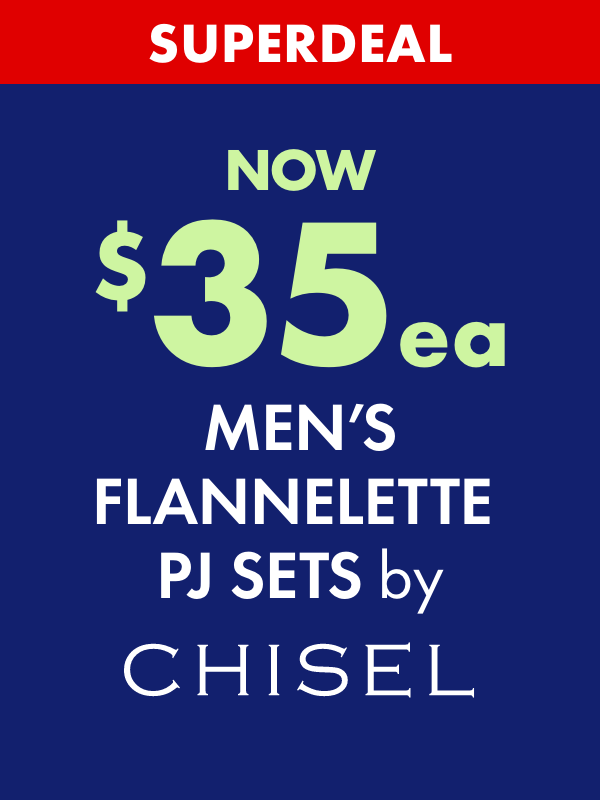 Superdeal NOW $35ea Men's Flannelette PJ Sets by Chisel