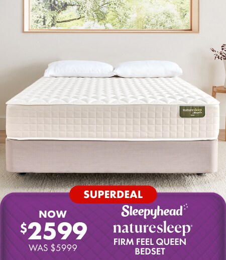 NOW $2599 WAS $5999 Sleepyhead Naturesleep Firm Feel Queen Bedset