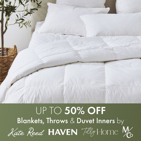 UP TO 50% OFF Blankets, Throws & Duvet Inners by Kate Reed, Haven, Tillyco and Mco