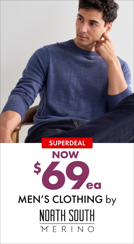 Superdeal NOW $69ea Men's Clothing by North South Merino