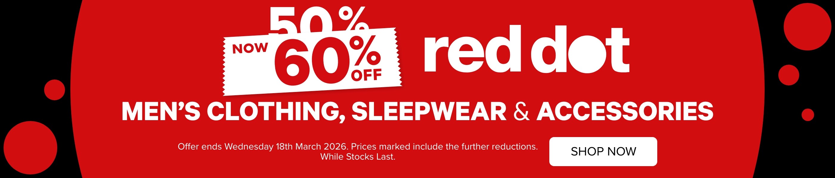 NOW 60% OFF Red Dot Men's Clothing, Sleepwear & Accessories