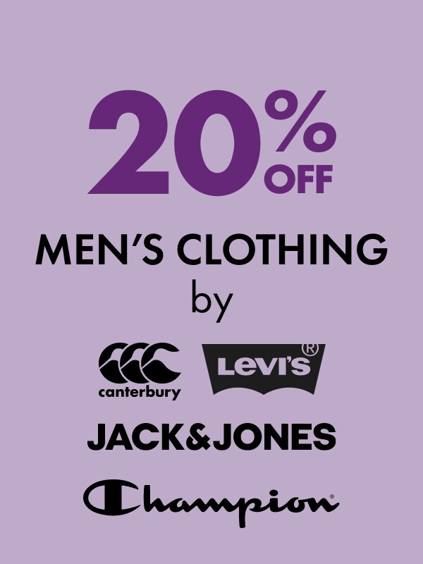 20% Off Men's Clothng by CCC, Levis, Jack & Jones & Champion